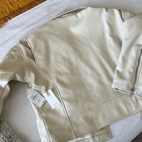 NWT Good American Oversized Faux Leather Moto Jacket- White Womens L/XL - Picture 4 of 5